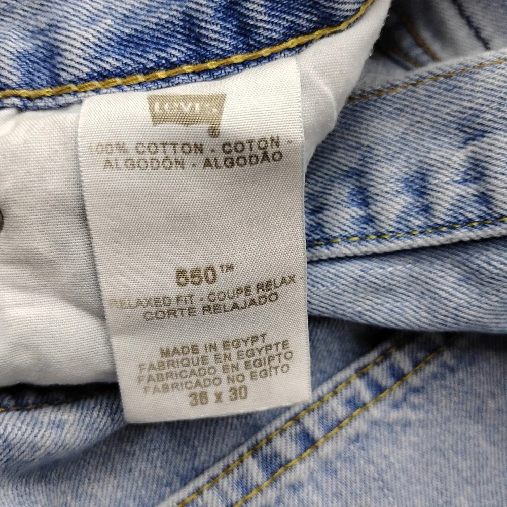 Levis 550 Relaxed Fit Jeans Mens 36x30 Light Wash Blue Denim Y2K